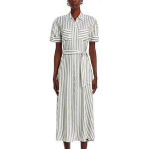 T Tahari Tie-Waist Fit & Flare Midi Shirtdress